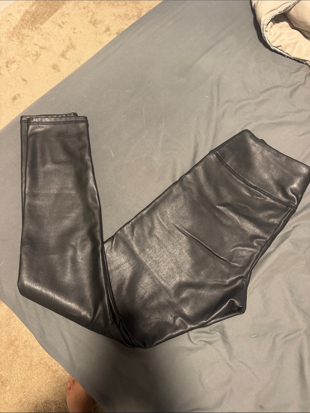 Hollister Black Faux Leather Fleece Lined Leggings